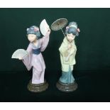 Lladro figurine 4991 "Madame Butterfly" and Lladro figurine 4988 "Oriental Spring" H30cm.