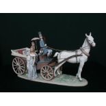 Lladro figurine 1521 "The Landau Carriage", H30cm L55cm.