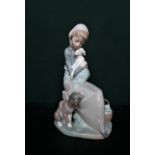 Lladro figurine 1278 "Jealousy" H23cm and Lladro figurine 1052 Girl Feeding Goose and Lladro
