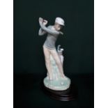 Lladro figurine 4824 "Golfer" H28cm, including base.