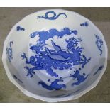 Masons patent ironstone china toilet bowl, decorated in oriental style with a four tooth dragon