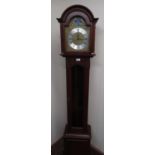 Georgian style mahogany long cased clock, with arched brass dial, three train movement chiming on
