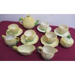 Carlton Ware Yellow Buttercup tea service, comprising five cups and saucers, milk jug and sugar