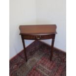 Strongbow furniture bowfront mahogany cross banded side table with single drawer on square tapered