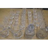 Part suite of Royal Brierley lead crystal glass ware including two decanters, two water jugs and