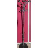 Modern stainless steel coat and hat stand with six coat hooks H162cm