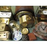 Bentima oak cased eight day striking mantel clock, 1930's Temco red marble electric mantel clock,