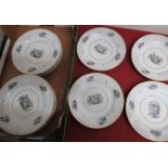Set of eleven 19th C continental porcelain dessert plates with sepia decorated with shells and