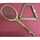 Early 20th C Fair Service & Whitfield Ltd, Newcastle Upon Tyne "Imp" fishtail tennis racquet with
