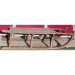 Child's wooden vintage sledge with metal runners (A/F)