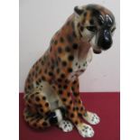 Large earthenware model of a seated cheetah H47cm