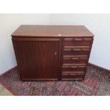 Singer Futura 2000 electric sewing machine, with white case in mahogany finish fitted cabinet with