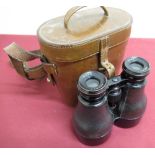 Pair of Galilean binoculars/field glasses by Ross of London, in original tan leather case