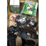 Fuji Film S3000 digital camera, Fotax Solar 2 slide viewer, Pentax MX 35mm camera with 50mm standard