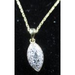 18ct gold and diamond oval pendant, approx 21 points, on chain, boxed