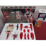 Transformer Autbot Air Guardian Jetfire in original box and packaging, an Erdninger Weifbier beer