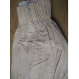 Pair of Regency style ivory ground herring bone striped lined curtains complete with tiebacks,