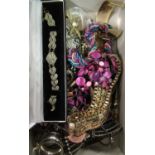 Bracelets, necklaces, plated napkin ring, ladies wristwatches and other costume jewellery