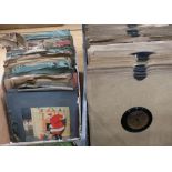 Two boxes containing a large selection of various classical LP records and 45 records including