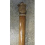 Pine curtain pole with turned golden oak ends W333cm