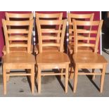 Six beech solid seat ladder back kitchen chairs