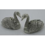 Pair of silver plated Swan condiments, H4cm (2)