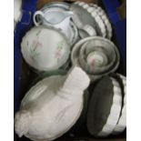 Worcester Herbs pattern dinnerware, Midwinter cookware and a chicken on nest tureen etc