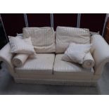 Knole two seater settee in gold striped brocade L205cm D94cm