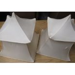 Pair of oriental pagoda style table lamp shades and other table lampshades including pleated cotton,