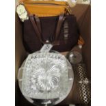 Diva collection ladies handbag, a Moda ladies hand bag, a mirror top rotating display stand, four