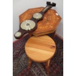 Italian octagonal musical sewing table D48cm H55cm, Spectrum Weather Master aneroid barometer and