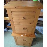Pair of solid pine two drawer bedside cabinets with turned wooden handles W52cm H57cm D35cm (2)