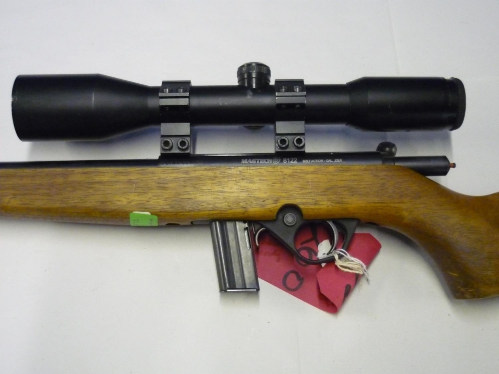 Magtech 8122 bolt action .22 rifle fitted with sound moderator and Leapers 6x42 scope, serial no. - Image 5 of 5