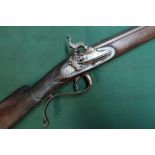 Spanish percussion cap musket with 34" first stage octagonal barrel inlaid with silver and gilt