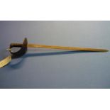 19th C British Naval cutlass similar to 1845 patent with shortened 25 1/2 inch spear point blade and