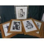 Five boxing prints of former heavyweights and a signed photograph by R Crooks (6)