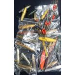 Box containing a large quantity of lures of various styles and sizes