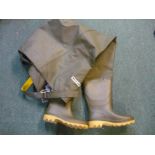 Pair of new Ocean chest waders with studded sole, UK size 7.5