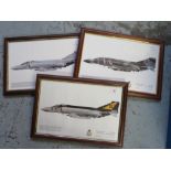 Three framed prints of Phantom Aircraft, Squadrons 111, 92 and 29 (3), 49cm x 34cm including frames