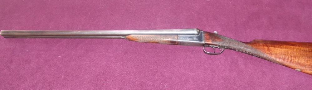 Sebel 12 bore side by side ejector shotgun with 27" barrels, choke IC 1/4, with 14 & 3/4 straight