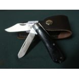 Taylor eye witness pocket knife with tweezers and pick with leather belt pouch