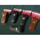 Five as new ex shop stick Whitby folding knives pouches