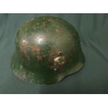 Unusual rare WWII civil defense helmet with remnants of decal with liner