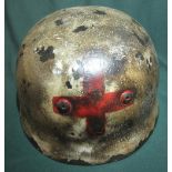 German para medic steel helmet, the inside with painted detail K. Steiner with modern liner and chin
