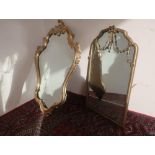 Adam style wall mirror with ribbon tied crested H69cm W40cm and a Ricoco wall mirror in scroll