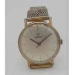 Tissot Gents manual wrist watch in gold plated case with associated mesh bracelet, crown detached