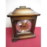 20th C Kieninger mahogany cased Georgian style bracket clock, bass dial with silvered chapter and