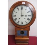 Late 19th C Superior American drop dial wall clock, walnut case with Tunbridge ware banding and