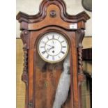 Late Victorian figured walnut cased Vienna wall clock, single glazed panelled door with craved