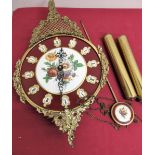 19th C style French quartz striking wall clock with faux pendulum and weights